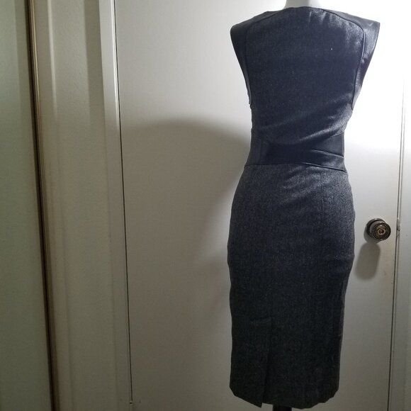 Bebe Brand pencil dress, size 4, grey with black leather - Picture 3 of 16